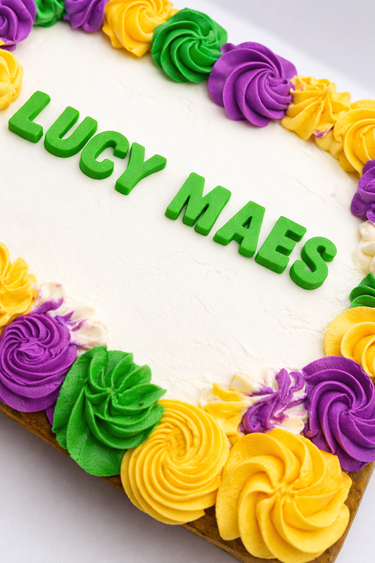 Mardi Gras cookie cake presale